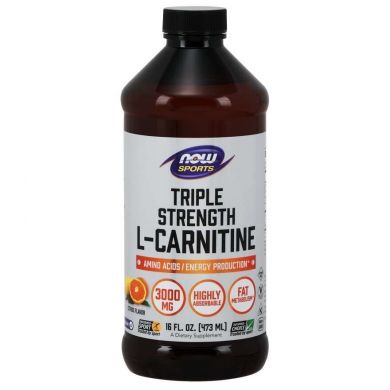 NOW Foods, L-Carnitine Liquid, Triple Strength, Citrus Flavor, 3000 мг, 473 мл