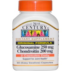 Глюкозамин 250 мг, Хондротин 200 мг (21st Century, Glucosamine 250 mg, Chondroitin 200 mg), 60 капсул