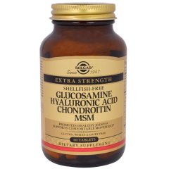 Глюкозамін, Гіалуронова кислота, Хондроїтин з МСМ (Solgar, Glucosamine Hyaluronic Acid Chondroitin MSM), 60 таблеток