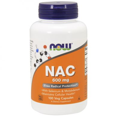 N-Ацетилцистеин (Now Foods, NAC), 600 мг, 100 вегетарианских капсул