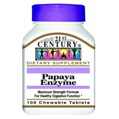 Папайя Энзимы (21st Century, Papaya Enzyme), 100 жевательных таблеток