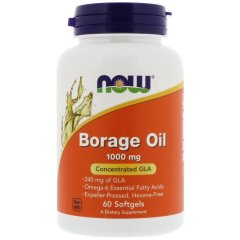 Масло огуречника (Now Foods, Borage Oil), 1000 мг, 60 мягких капсул