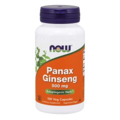 Женьшень (Now Foods, Panax Ginseng), 500 мг, 100 вегетарианских капсул