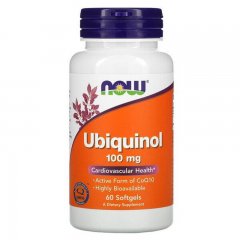Убихинол (Now Foods, Ubiquinol), 100 мг, 60 мягких капсул