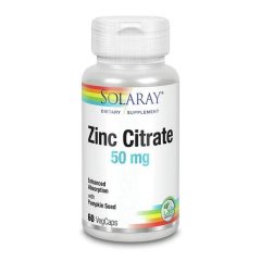 Цинк Цитрат (Solaray, Zinc Citrate), 50 мг, 60 вегетарианских капсул