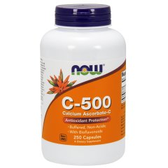 Витамин C-500, Аскорбат Кальция (Now Foods, C-500, Calcium Ascorbate-C), 250 вегетарианских капсул