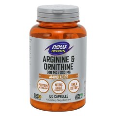 Аргінін і Орнітин (Now Foods, Arginine & Ornithine), 500/250 мг, 100 капсул