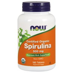 Спирулина Органическая (Now Foods, Organic Spirulina), 500 мг, 180 таблеток