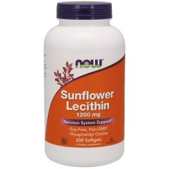 Лецитин Подсолнечный (Now Foods, Sunflower Lecithin), 1200 мг, 200 мягких капсул