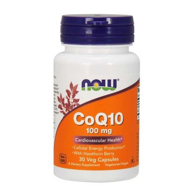 Коэнзим Q10 с боярышником (Now Foods, CoQ10 100 mg with Hawthorn Berry), 100 мг, 30 вегетарианских капсул