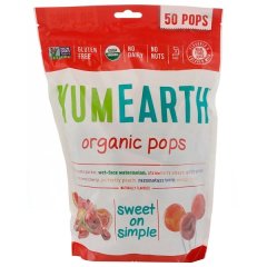 Леденцы с разными фруктовыми вкусами и витамином С (Organic Pops, Assorted Flavors), 50 шт, 348,7 г