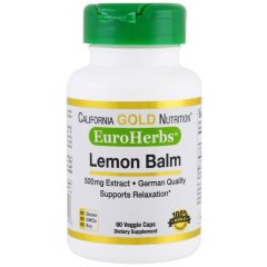 Мелисса, экстракт (California Gold Nutrition, Lemon Balm Extract), 500 мг, 60 капсул