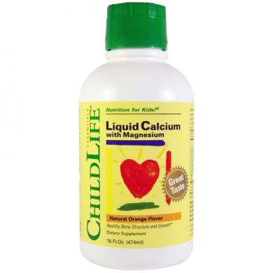 Рідкий кальцій і магній для дітей, смак апельсина (ChildLife, Liquid Calcium with Magnesium), 474 мл