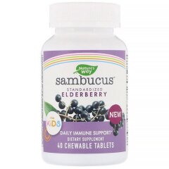 Экстракт бузины с витамином С и цинком для детей (Nature's Way, Sambucus for Kids), 40 жевательных таблеток